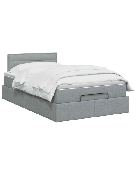 Letto Ottomano con Materasso e LED Grigio Chiaro 120 x 190 cm