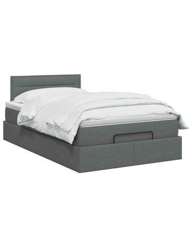 Letto Ottomano con Materasso e LED Grigio Scuro 120 x 190 cm
