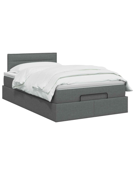 Letto Ottomano con Materasso e LED Grigio Scuro 120 x 190 cm