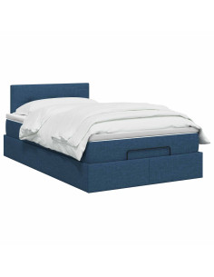 Letto Ottomano con Materasso e LED Blu 120 x 190 cm Tessuto 2
