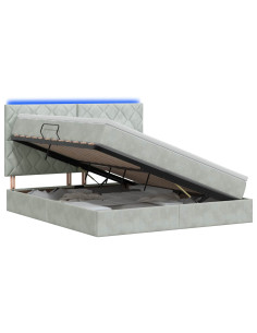 Letto con contenitore LED e materasso Grigio Chiaro