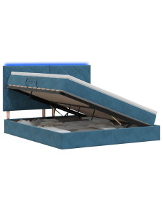Letto con contenitore LED e materasso Blu Scuro 180 x 200 cm