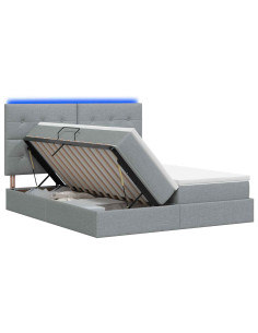 Letto con contenitore LED e materasso Grigio Chiaro