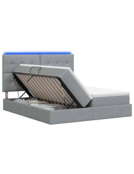 Letto con contenitore LED e materasso Grigio Chiaro