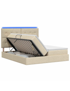 Letto con contenitore LED e materasso Crema 180 x 200 cm