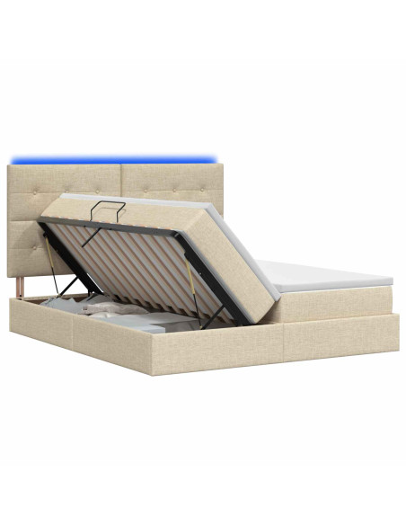 Letto con contenitore LED e materasso Crema 180 x 200 cm