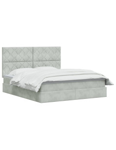 Letto con contenitore LED e materasso Grigio Chiaro 2