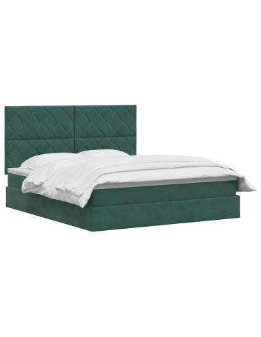 Letto con contenitore LED e materasso Verde Scuro 140 x 200 cm