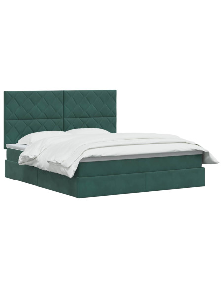 Letto con contenitore LED e materasso Verde Scuro 140 x 200 cm