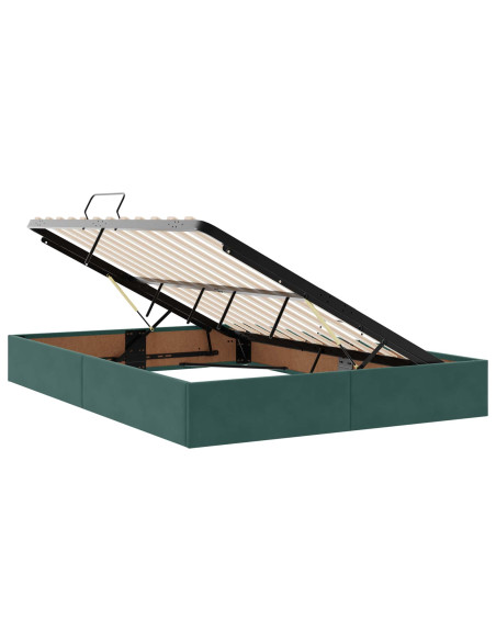 Letto con contenitore LED e materasso Verde Scuro 140 x 200 cm