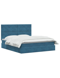 Letto con contenitore LED e materasso Blu Scuro 180 x 200 cm 2