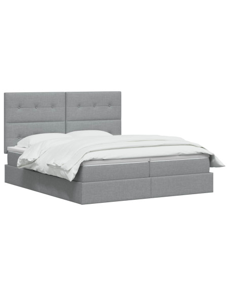 Letto con contenitore LED e materasso Grigio Chiaro