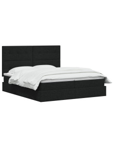 Letto con contenitore LED e materasso Nero 180 x 200 cm Tessuto 2