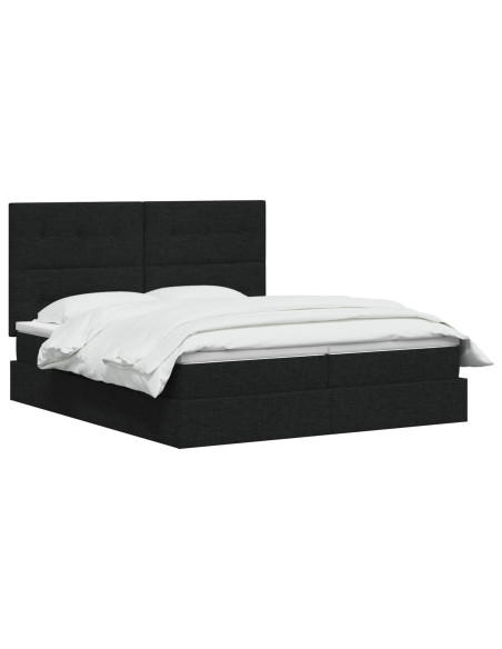 Letto con contenitore LED e materasso Nero 180 x 200 cm Tessuto