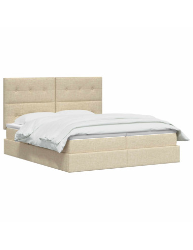 Letto con contenitore LED e materasso Crema 180 x 200 cm