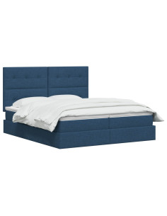Letto con contenitore LED e materasso Blu 200 x 200 cm Tessuto 2