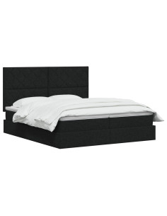 Letto con contenitore LED e materasso Nero 200 x 200 cm Tessuto 2