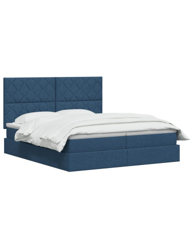 Letto con contenitore LED e materasso Blu 200 x 200 cm Tessuto