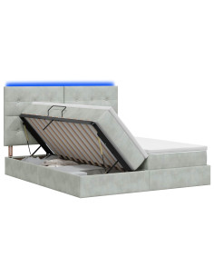 Letto con contenitore LED e materasso Grigio Chiaro