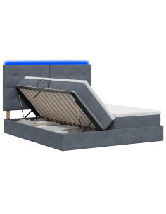 Letto con contenitore LED e materasso Grigio Scuro 200 x 200 cm