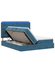 Letto con contenitore LED e materasso Blu Scuro 200 x 200 cm