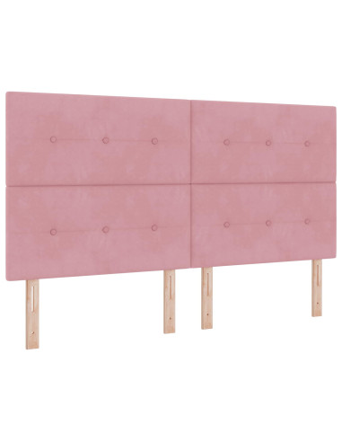 Letto con contenitore LED e materasso Rosa 180 x 200 cm Velluto