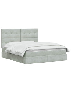 Letto con contenitore LED e materasso Grigio Chiaro 2