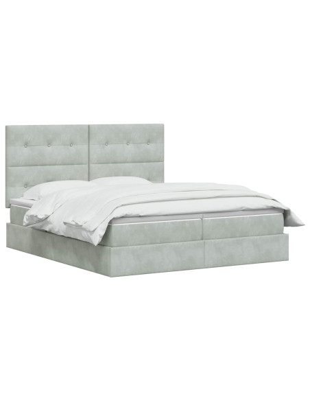 Letto con contenitore LED e materasso Grigio Chiaro