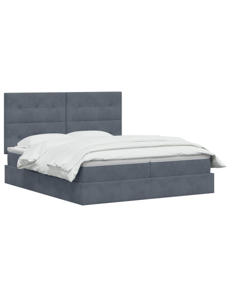 Letto con contenitore LED e materasso Grigio Scuro 200 x 200 cm