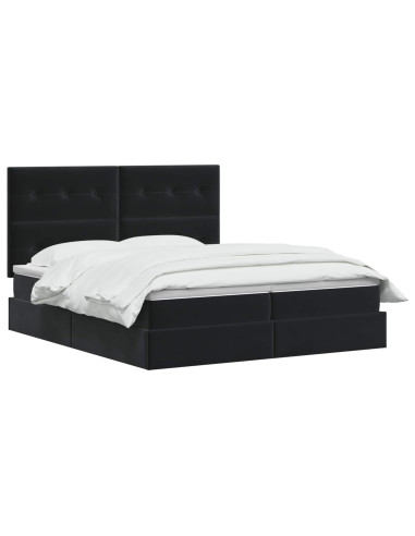 Letto con contenitore LED e materasso Nero 200 x 200 cm Velluto