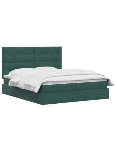 Letto con contenitore LED e materasso Verde Scuro 200 x 200 cm 2
