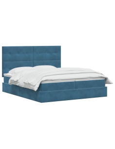 Letto con contenitore LED e materasso Blu Scuro 200 x 200 cm 2