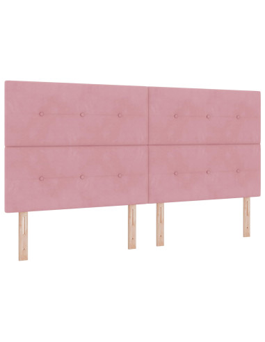 Letto con contenitore LED e materasso Rosa 200 x 200 cm Velluto