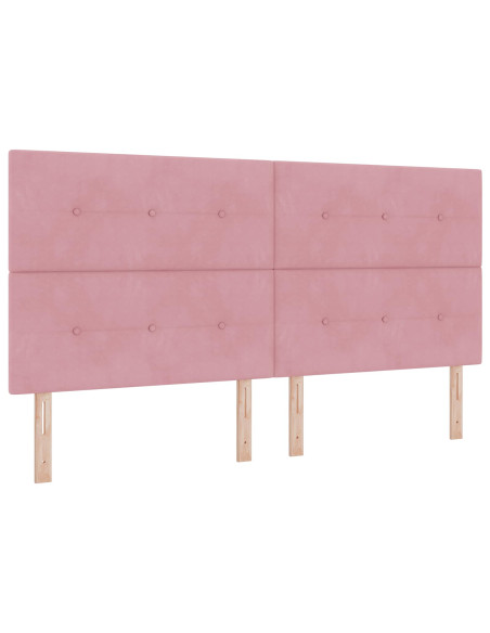 Letto con contenitore LED e materasso Rosa 200 x 200 cm Velluto