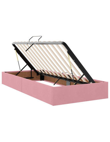 Letto con contenitore LED e materasso Rosa 200 x 200 cm Velluto