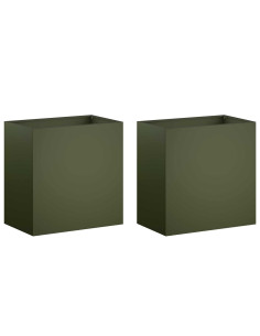 Vaso da giardino 2 pz Verde Oliva 50 x 30 x 50 cm 2