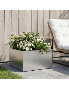 Vaso da giardino Argento 60 x 60 x 30 cm Acciaio Inox