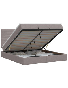 Letto ottomano con materasso Tortora 140 x 200 cm Tessuto