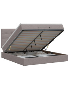 Letto ottomano con materasso Tortora 140 x 200 cm Tessuto