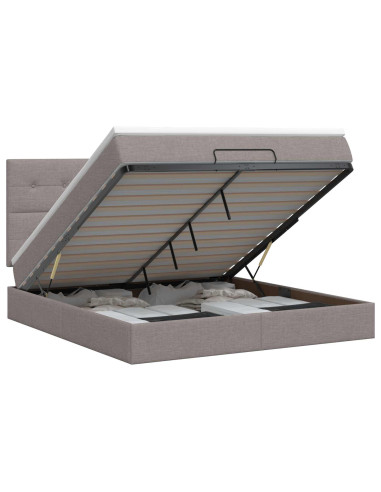 Letto ottomano con materasso Tortora 140 x 200 cm Tessuto