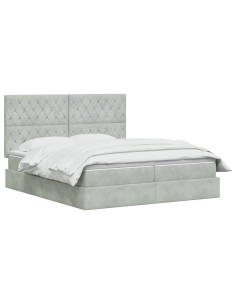 Letto con contenitore LED e materasso Grigio Chiaro 2