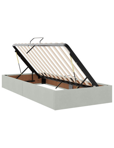Letto con contenitore LED e materasso Grigio Chiaro