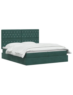 Letto con contenitore LED e materasso Verde Scuro 200 x 200 cm 2
