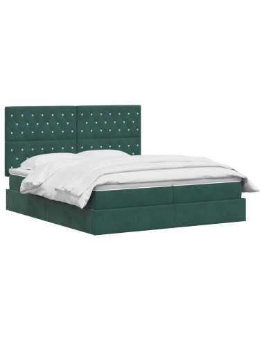 Letto con contenitore LED e materasso Verde Scuro 200 x 200 cm