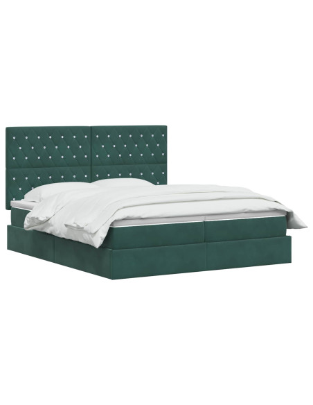Letto con contenitore LED e materasso Verde Scuro 200 x 200 cm