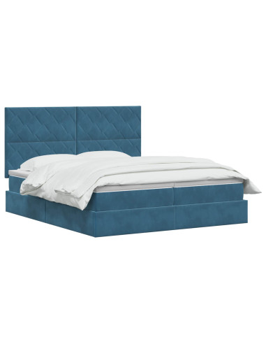 Letto con contenitore LED e materasso Blu Scuro 180 x 200 cm
