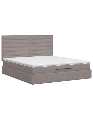 Letto ottomano con materasso Tortora 140 x 200 cm Tessuto