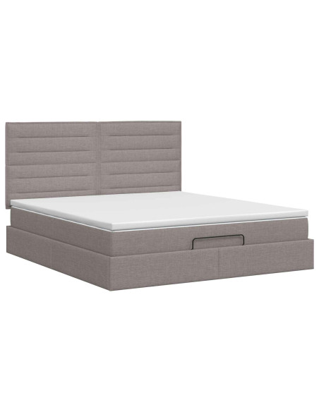 Letto ottomano con materasso Tortora 140 x 200 cm Tessuto