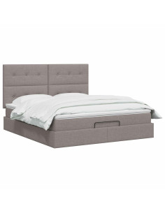 Letto ottomano con materasso Tortora 140 x 200 cm Tessuto 2