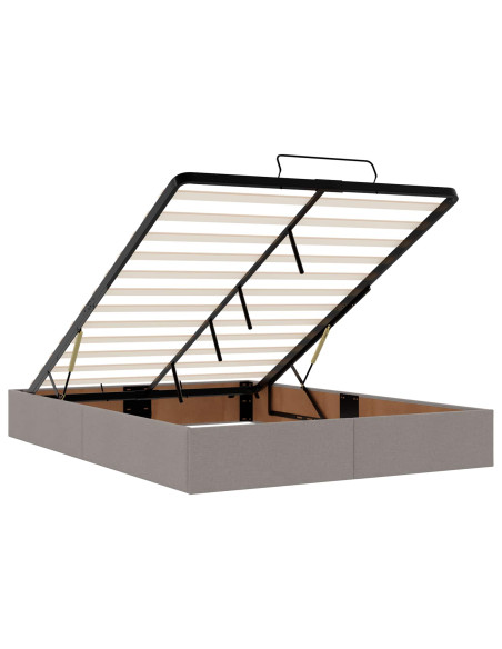 Letto Ottomano con Materasso e LED Tortora 140 x 200 cm Tessuto
